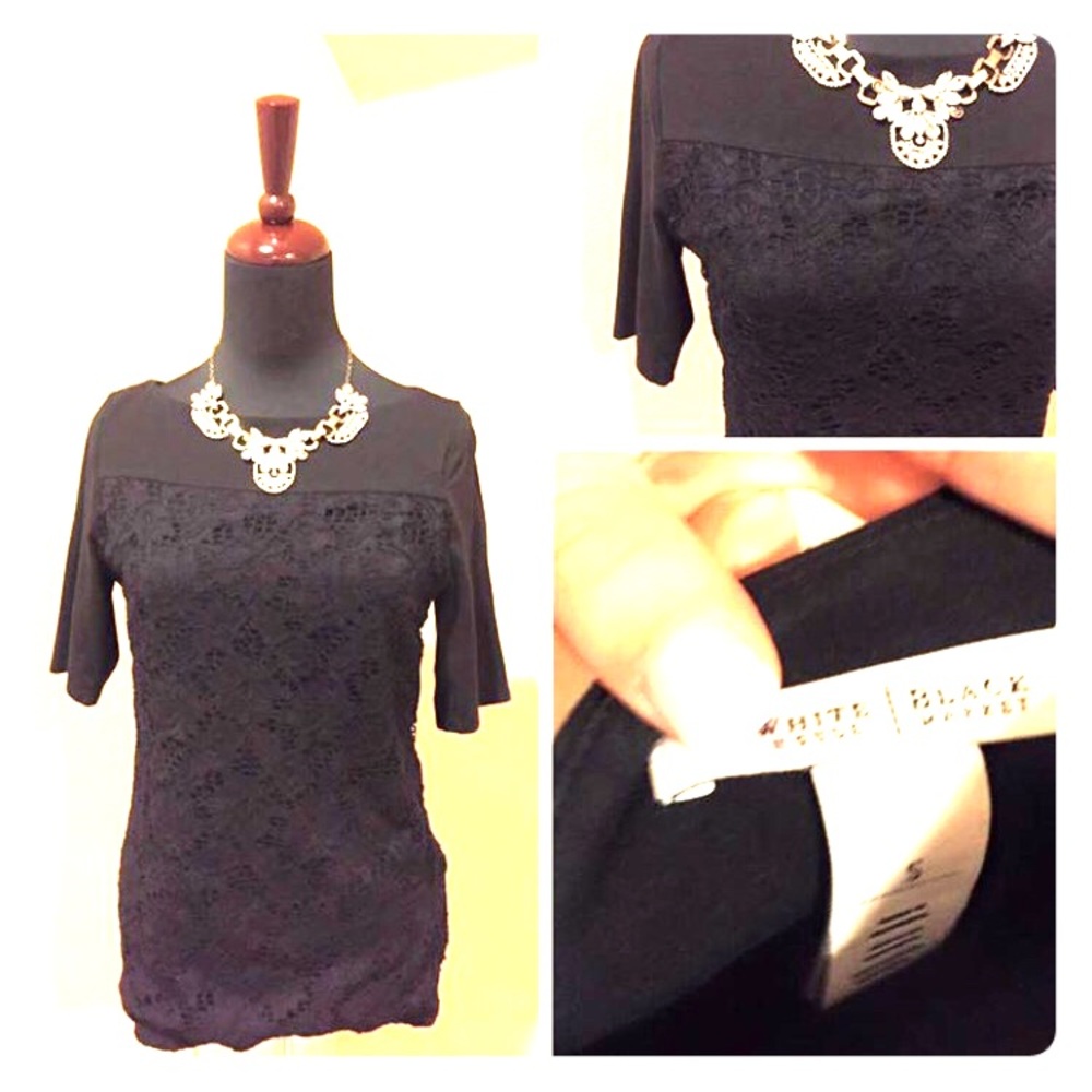 Vintage Y2K White House Black Market Lace and Knit Top - Size Small